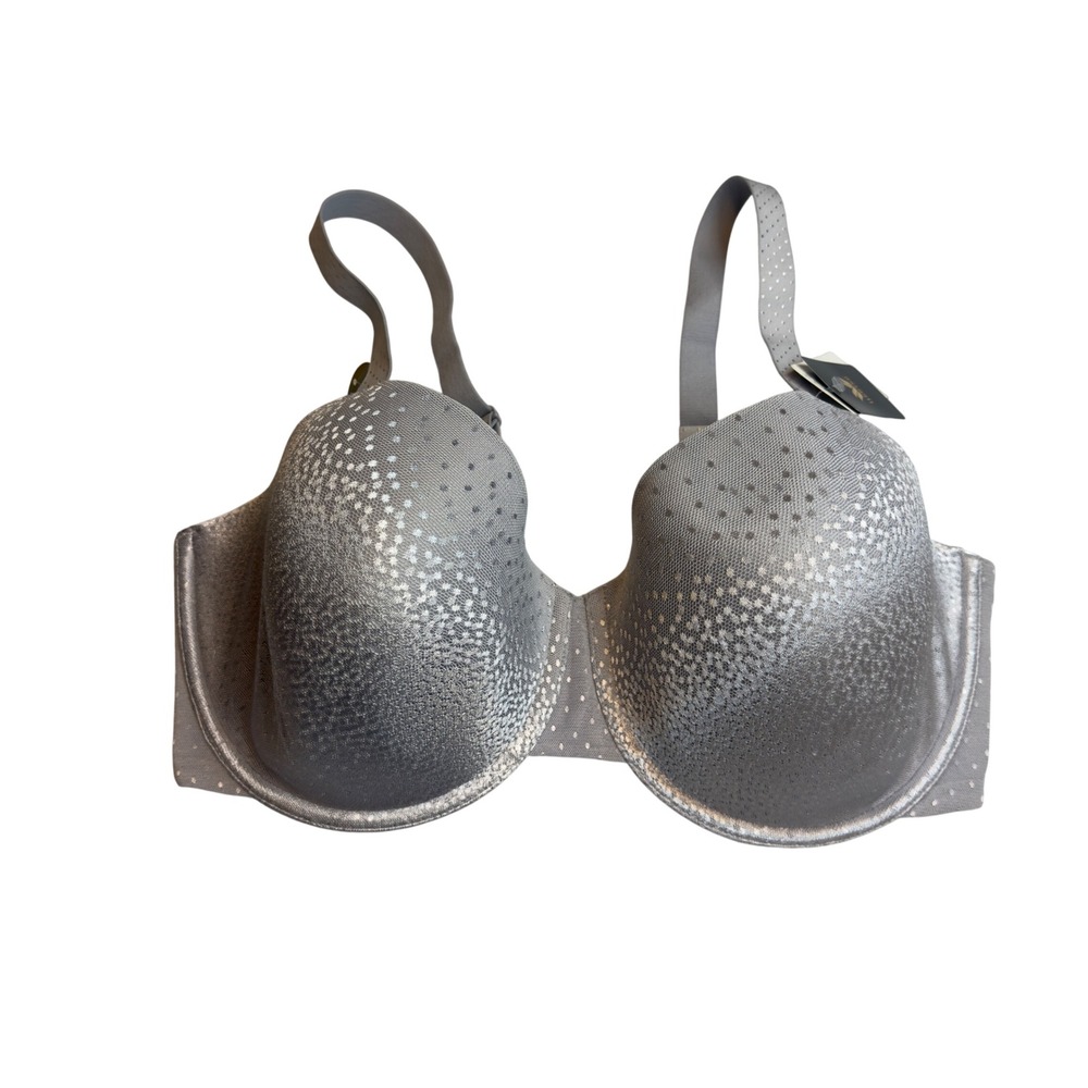 NWT Wacoal Basic Beauty Full Figure Underwire Bra 853303 Gray Dot 36G Comfy - Picture 2 of 6